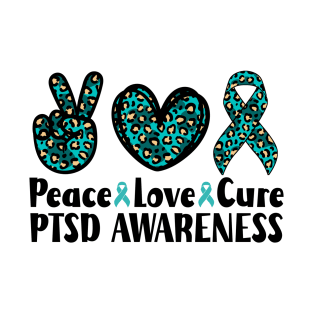 Peace Love Cure PTSD Awareness T-Shirt