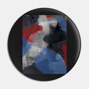 Chaos Gray Red Blue Abstract Art Digital Painting Pin