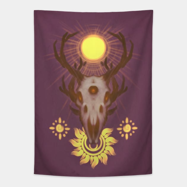 Sun Dragon Skull Tapestry by InvertSilhouette
