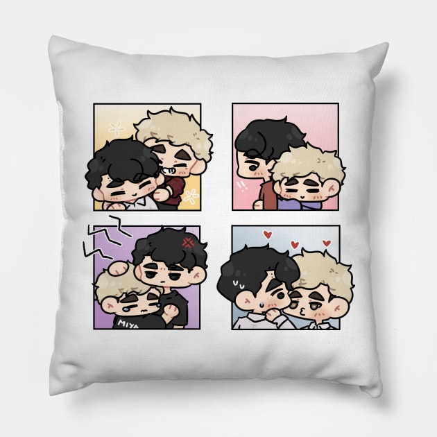 Sakusa Kiyoomi and Atsumu Miya - Moments~ Pillow by _hiraku.art