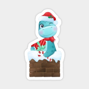 Cute Diplodocus Santa Christmas Dinosaur Magnet