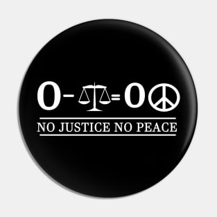 0 - Justice = 0 Peace Pin