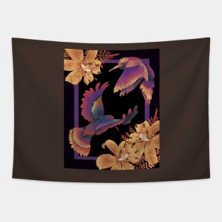 Hummingbirds with Tiger Lilies Tapestry