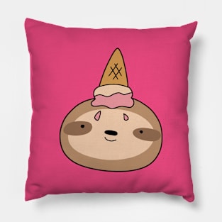 Melted Icecream Cone Sloth Face Pillow