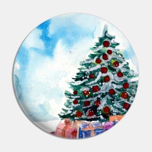 Snow Covered Christmas Tree Pin