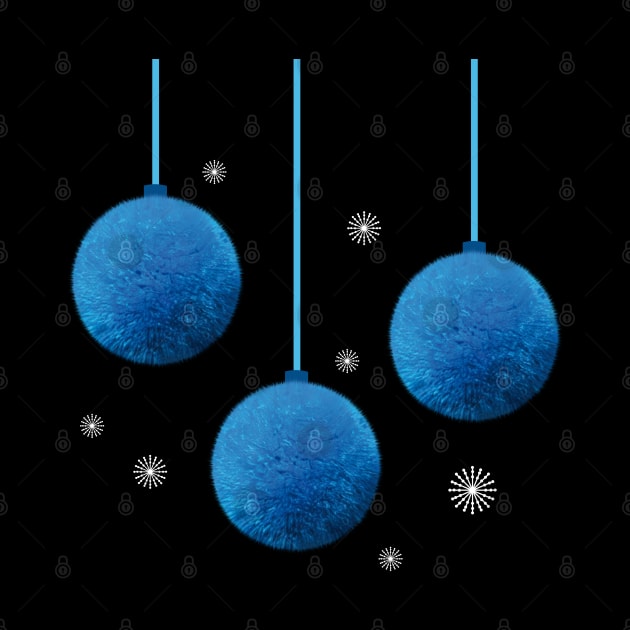 Blue Fuzzy Tree Ornaments by OksBPrint