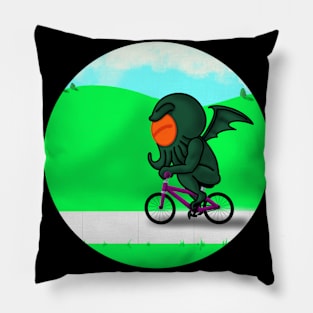 Cthulhu On a Bike Pillow