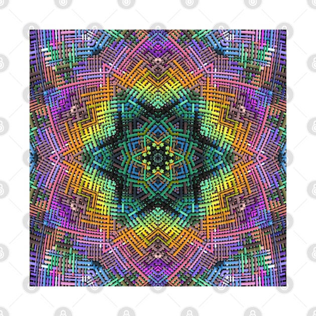 Weave Mandala Green Orange and Pink` by WormholeOrbital