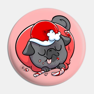 Black Pug Elf - Candy Cane Pin