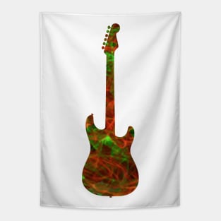 Red on Green Flame Guitar Silhouette Tapestry