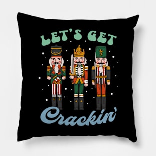 Let's Get Crackin' Three Nutcrackers Vintage Christmas Squad Pillow