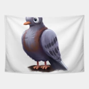 Cute Pigeon Drawing Tapestry