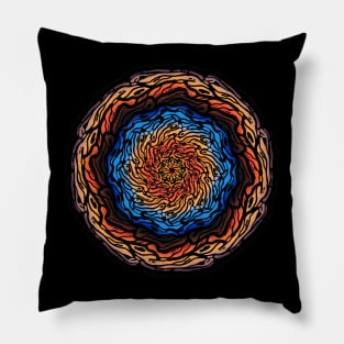 Orange kaleidoscope mandala Pillow