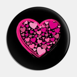 Cute Pink and Lilac Hearts in a Big Pink Heart Pin