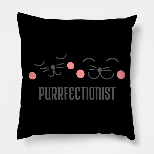 Purrfectionist Pillow by Flying Cat Designs