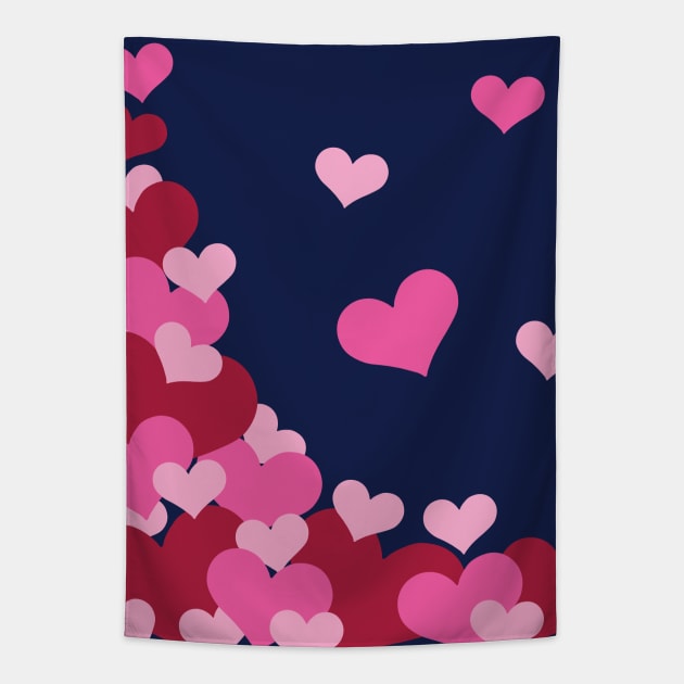 Hearts Love Pink Dark Blue Hearts Tapestry TeePublic