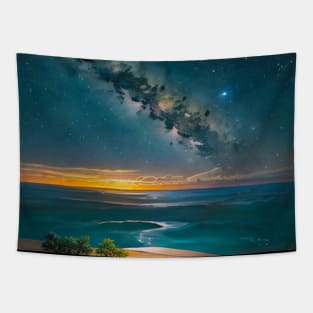 Milky Way Over a Deserted Island Tapestry