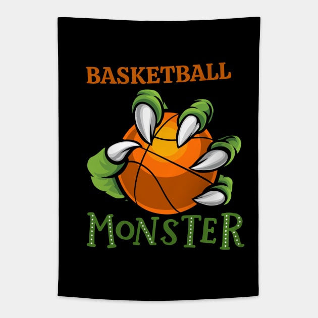 Basketball monster sport Gift for Basketball player love Basketball funny present for kids and adults Tapestry by BoogieCreates