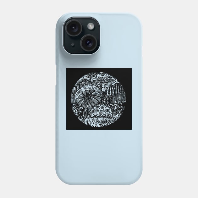 Mushroom Circle Var 1 - Black Surround - Transparent Centre - Aussie Tangle by Heather Phone Case by Heatherian