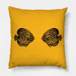 Discus Fish in Love - hand drawn fish lovers design Pillow