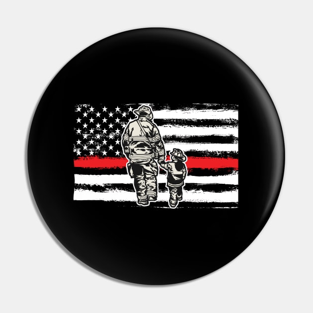 Firefighter - Firefighter And Son Thin Red Line USA Flag Pin by Kudostees