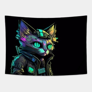 Cyberpunk Cat #3 Tapestry