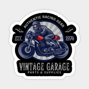 Vintage Garage Racing Gear Motorcycle Design Magnet