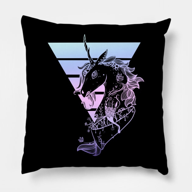 Strange Unicorn Illustration, Pastel Goth Version Pillow by cellsdividing