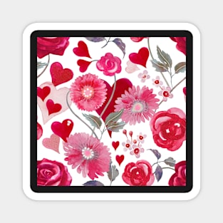 Valentine love hearts roses pattern Magnet