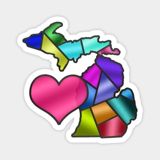 Love Michigan | Stained Glass Style | Cherie's Art(c)2021 Magnet