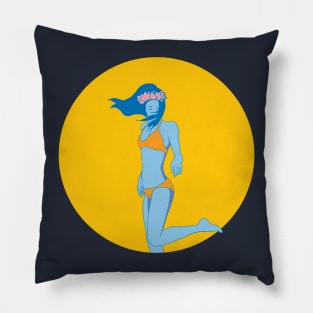 Blue Girl Dancing Pillow