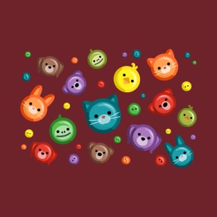 Cute Animal Rainbow Buttons T-Shirt