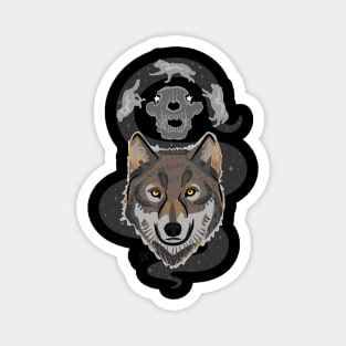 Wolf with Skull and Stars "The Ancestors Are Running" Magnet