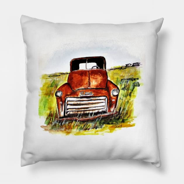 Rusted Farm Truck Pillow by cjkell