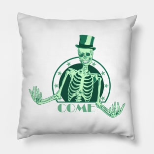 The green skeleton invites you to come. Pillow