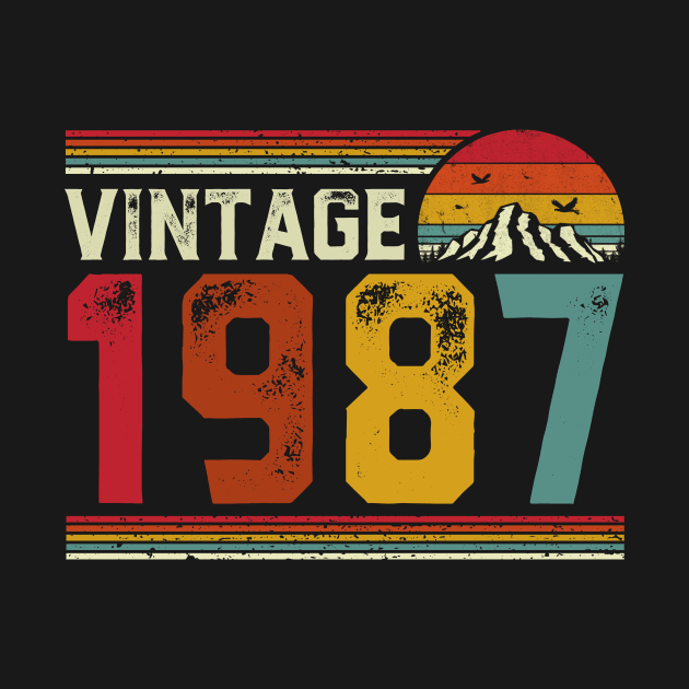 Vintage 1987 Birthday Gift Retro Style by Foatui