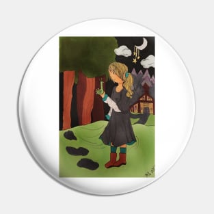 Cute girl with snail marker illustration Pin