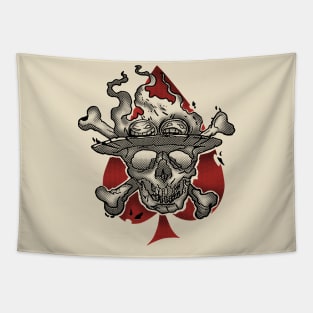 Burning Ace Pirate Skull Tapestry