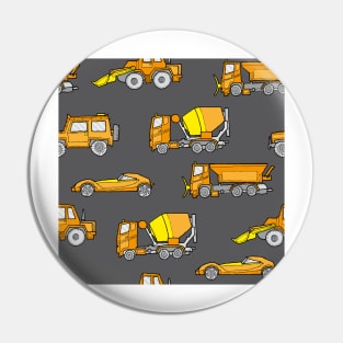 Vehicles orange on gray Pin