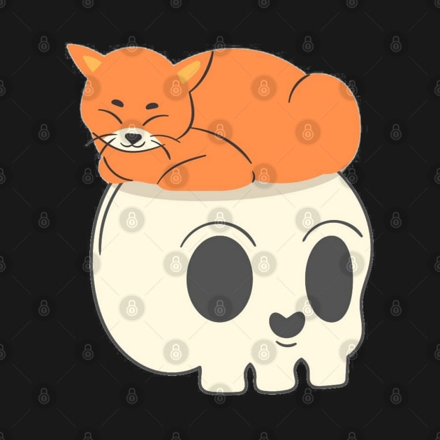 Cute Cat and Skull by The_Fuzzy_Kitten