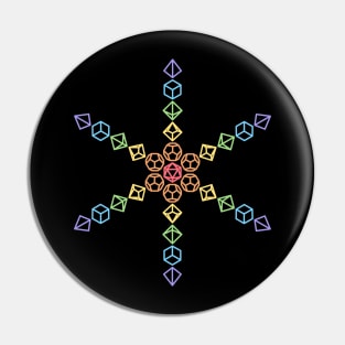 Polyhedral Dice Star Rainbow Pin