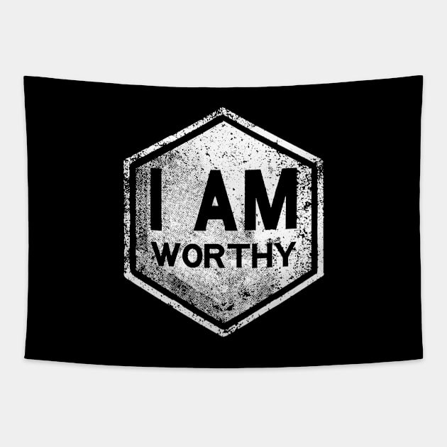 I AM Worthy - Affirmation - White Tapestry by hector2ortega