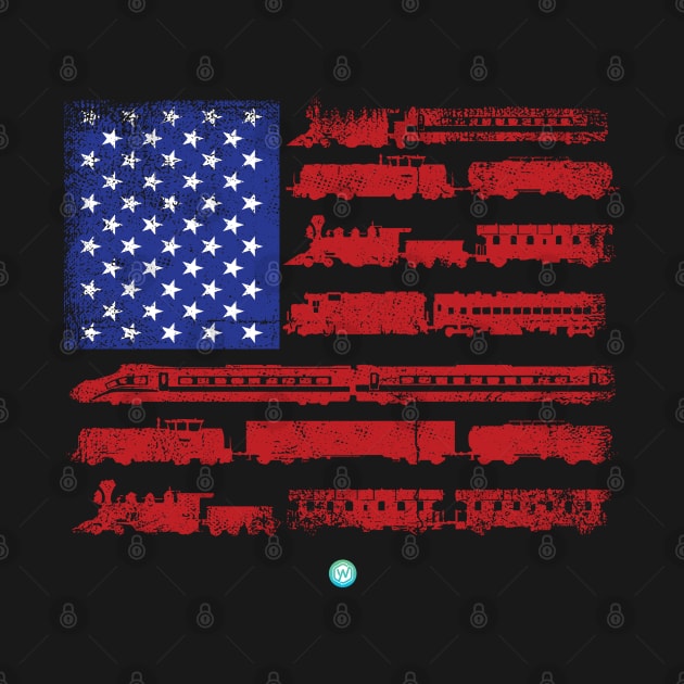 Train Sleep Commuter Locomotive Gift - American Flag Gift by woormle