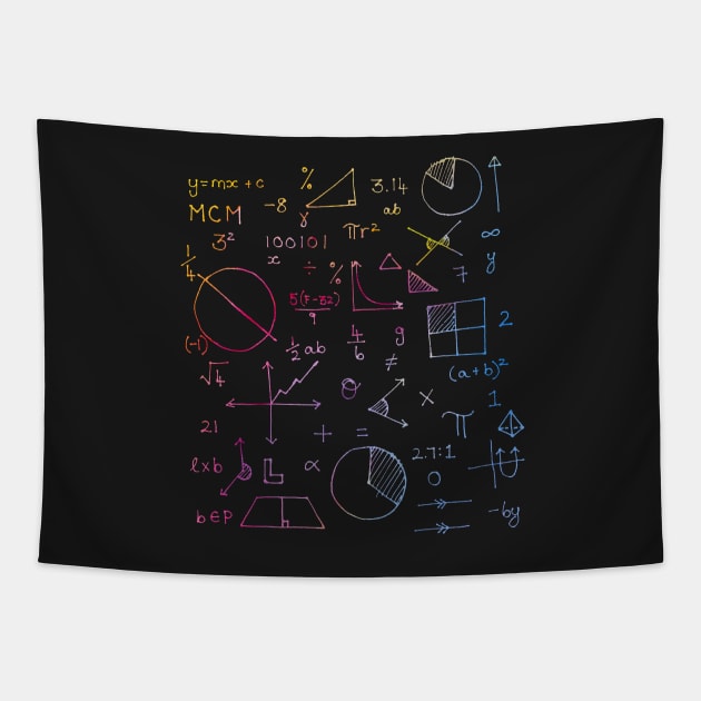 Math formulae (watercolor background) Tapestry by funmaths