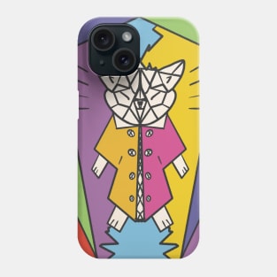 Geometric shape crazy mad cat Phone Case