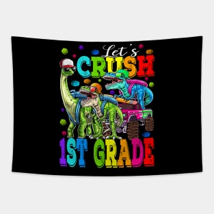 Let's Crush 1st Grade Monster Truck Dinosaur Back To School Tapestry