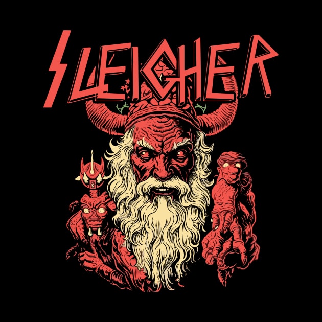 Sleigher Evil Santa Metalhead Rocker - Dark Christmas Apparel by Soulphur Media