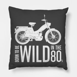 Born to be Wild in the 80's White Moped Pillow