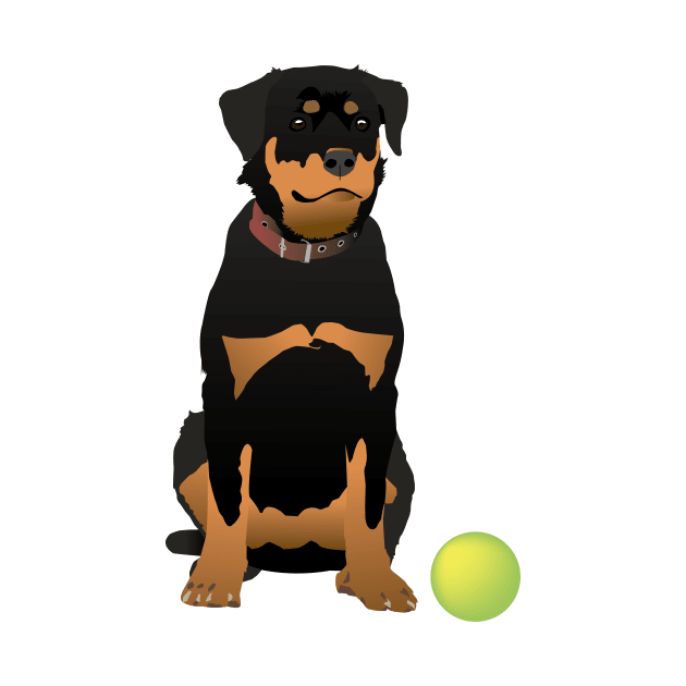 Friendly Rottweiler with Green Ball by NorseTech