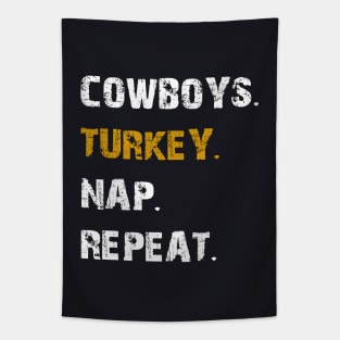 Cowboys Turkey Nap Repeat Thanksgiving Football Tapestry